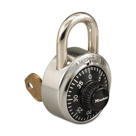 Master Lock Master, Combination Stainless Steel Padlock W/key Cylinder, 1 7/8in Wide, Black/silver 1525